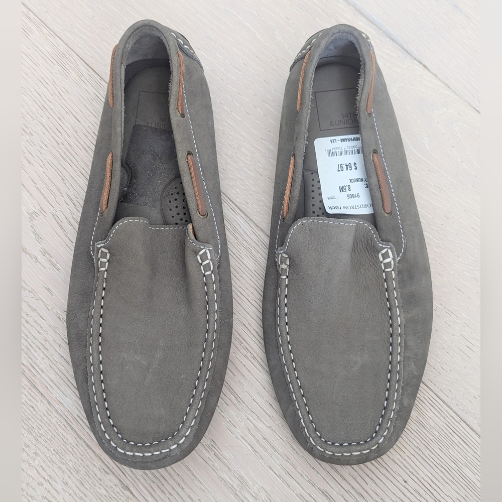 14TH & UNION Men's Grey Nubuck Leather Loafer NWT; Size 8.5